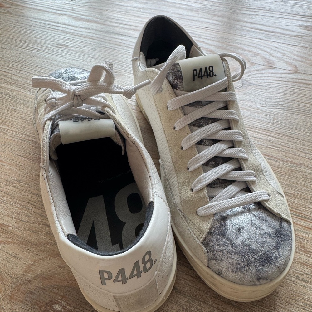 P448 Women's Cream and Gray Sneakers